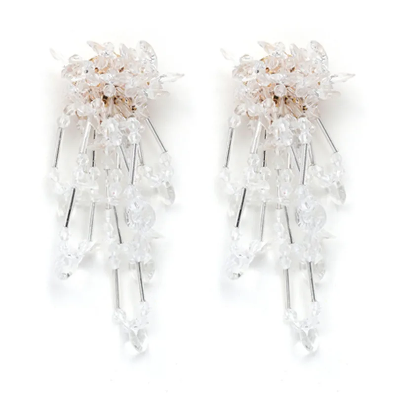 34 Styles Fashion White Handmade Long Tassel Dangle Earrings Trendy Bead Crystal Earrings for Women Party Jewelry Trend