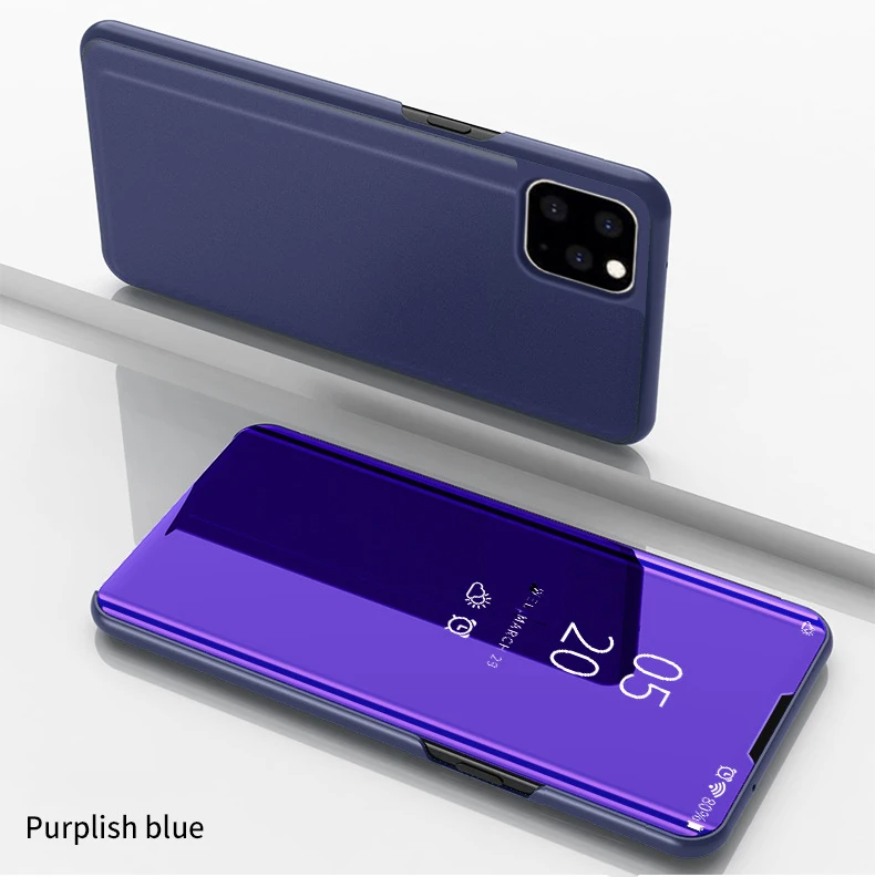 200 шт прозрачный флип-чехол с подставкой для iPhone 11 Pro Max XS XR X 8 7 6 6S Plus зеркальный держатель с эффектом полной защиты