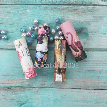 

5/10/30/50pcs Cat Unicorn Swan Pink Flowers Round Paper 12.1mm Empty Lipstick Tube Lip Balm Container Lipstick Shell Packaging