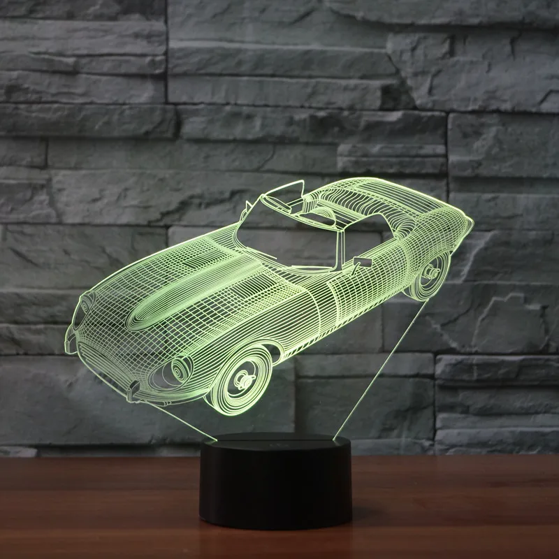 [Seven Neon] игрушечный автомобиль автобус винтажный автомобиль акриловая 7 цветов Настольная лампа 3D лампа Новинка Светодиодный Ночник светильник Сокол миллениума светильник - Испускаемый цвет: Фиолетовый