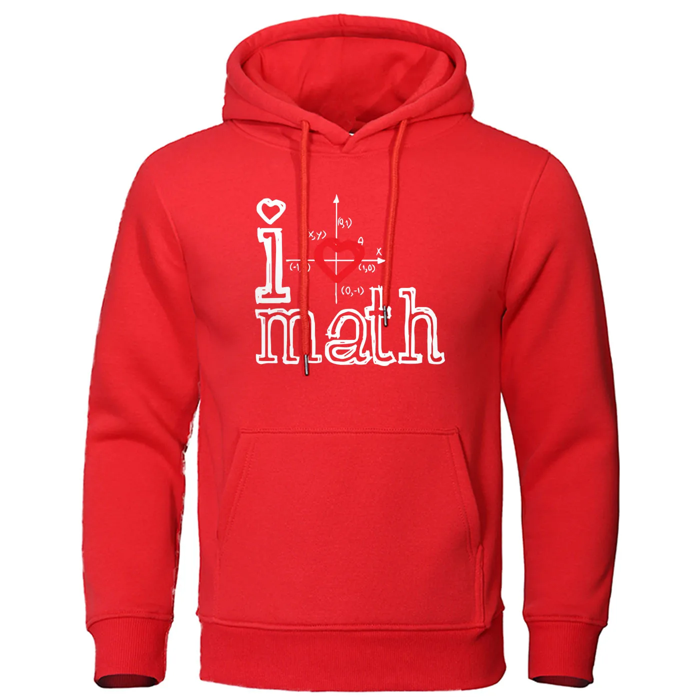 Толстовка с надписью I Love Math, свободная брендовая одежда, креативные математические толстовки с капюшоном, пуловер с принтом логотипа, осенняя теплая толстовка, Мужская Уличная одежда - Цвет: red 16-5