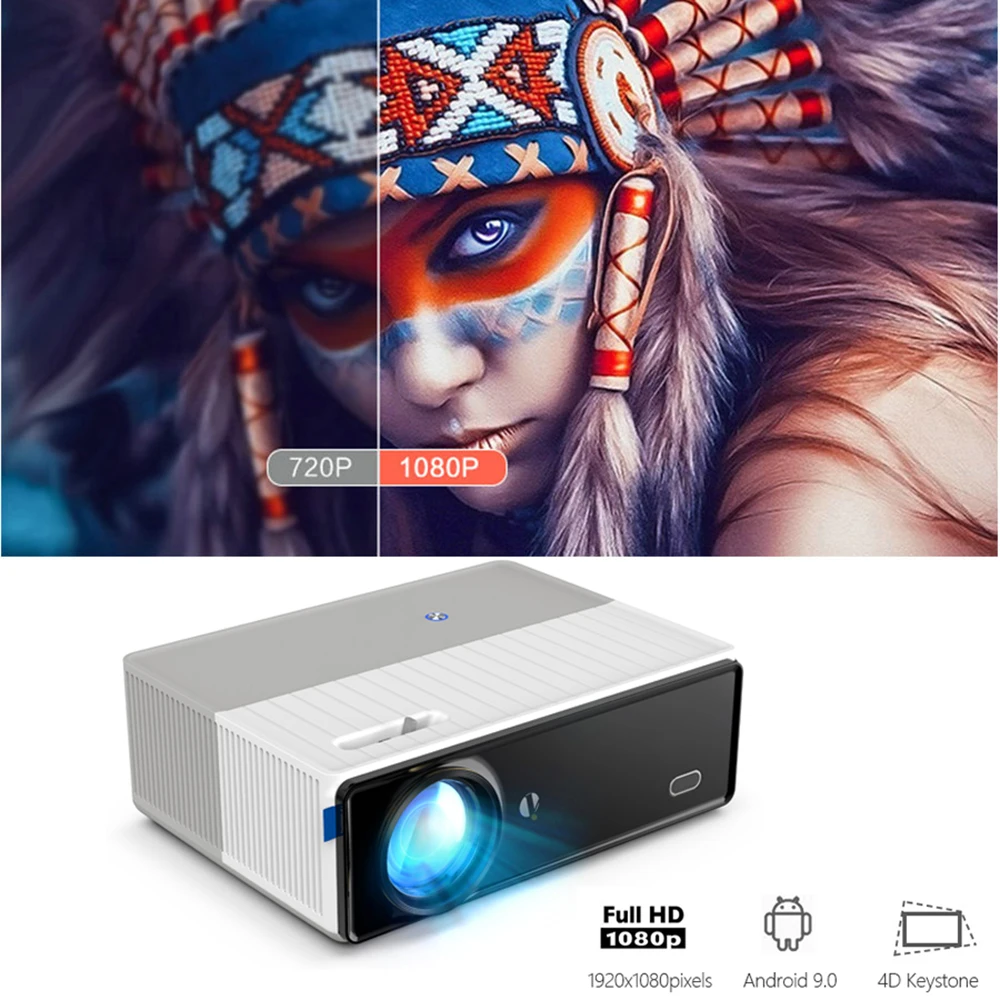 led projector Vivicine 2022 Android 9.0 1080p Full HD Home Theater Projector,1920x1080pixels Multimedia Overhead  WIFI Proyector Beamer film projector