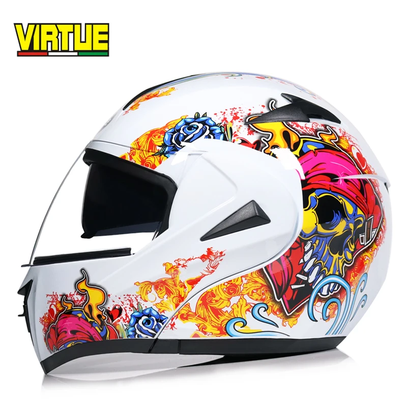 New fashion double lens flip up motorcycle helmet motocross full face helmet racing helmet M L XL XXL - Цвет: a9