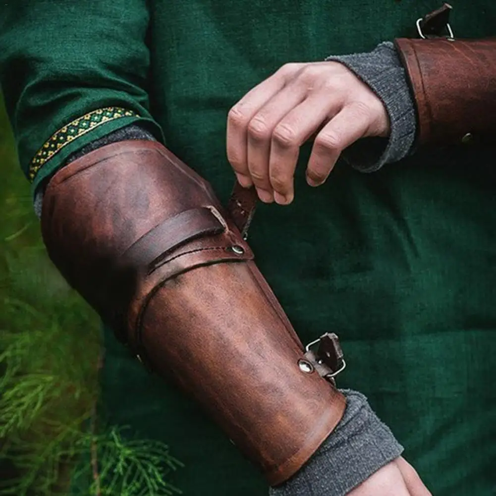 1 пара реквизит для косплея широкие из искусственной кожи Bracer на шнуровке Armor манжеты Перекрещенные завязки стимпанк средневековые рукавицы браслет