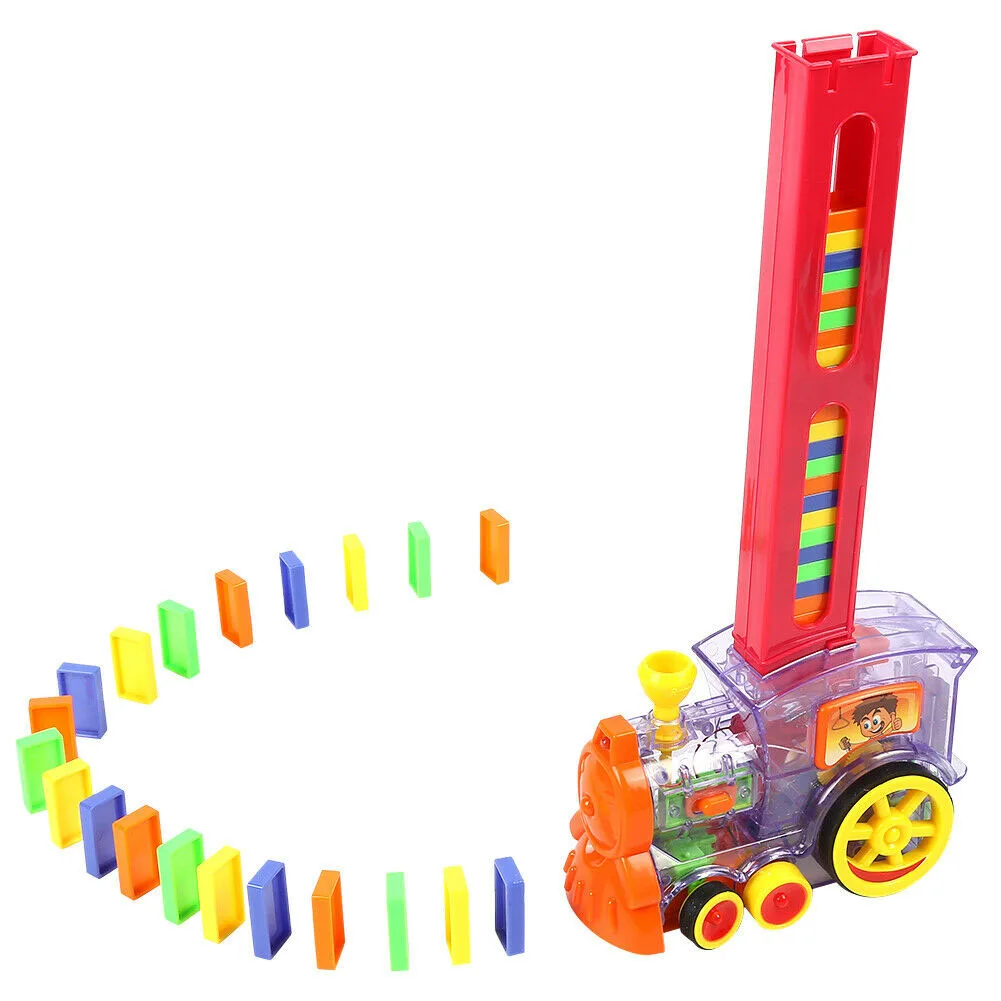 

Electronic ABS Brick Girl Boy Gift Domino Set Toy Train Model Laying Sound Light Blocks Colorful Educational Rally Kids