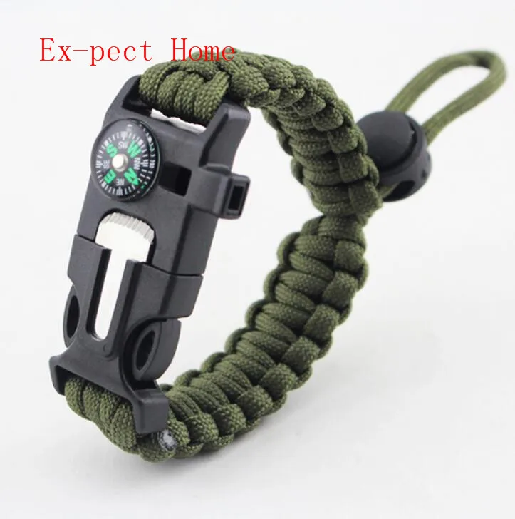 200 шт./лот открытый компас для выживания paracord свисток шестерни пряжка Кемпинг спасательный канат спасательный Браслет