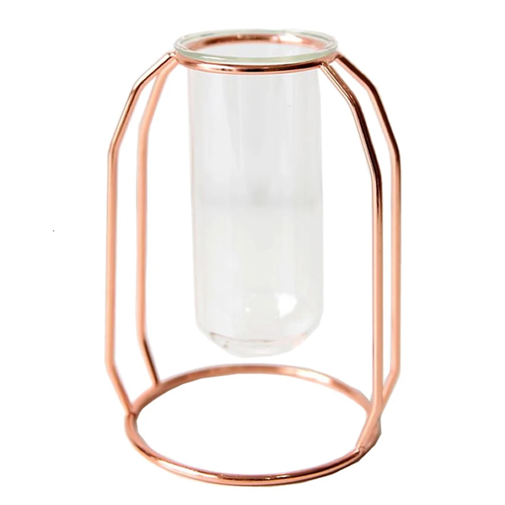 Rose gold-S Металлическая пробирка ваза для растений украшение для террариума для гостиной Декор 2019ing - Цвет: Rose gold-S
