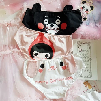 

Japanese two dimensional anime lovely cotton Lori rabbit bear three dimensional ears low waist underwear girl panties tanga