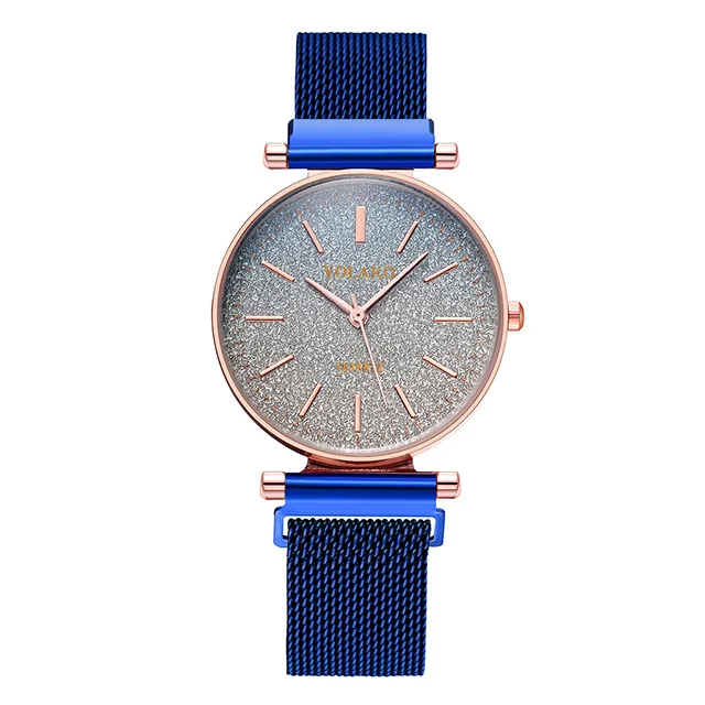 Montre femme Топ люксовый бренд женские часы из розового золота простая мода Звездное небо магнит часы розовые женские платья Наручные часы - Цвет: blue