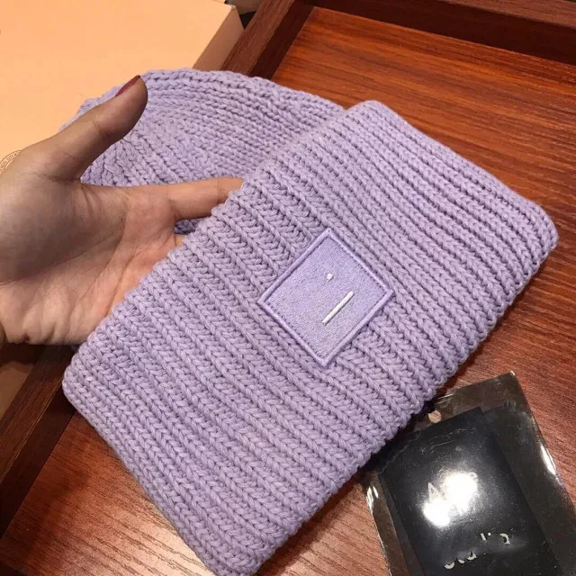 AC Studios Smiling face Beanie Skull Caps knitted Cashmere Eye Warm Couple Lovers Acne Hats Tide Street Hip-hop Wool Cap Adult
