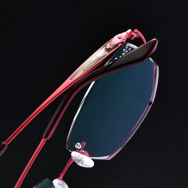 

Anti-Blueray Myopia Finished Product Color Changing Frameless Plain Glass Pure Titanium Eyeglasses Fixing Device And Diamond Tri