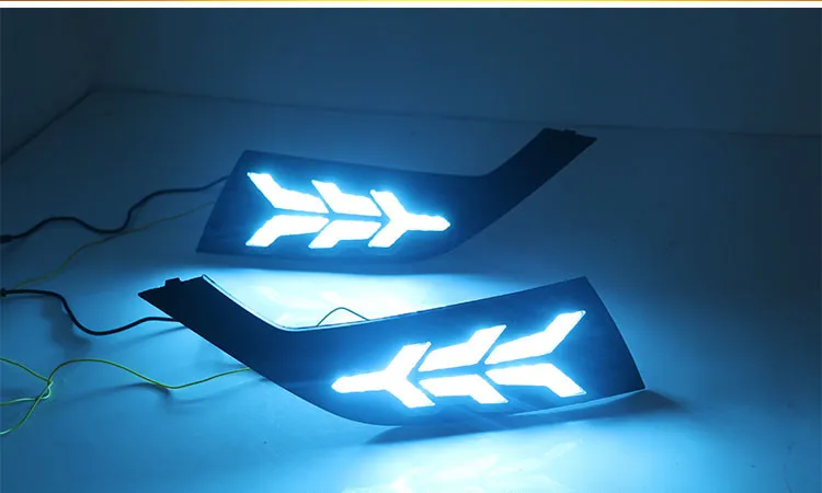 Qirun led drl дневные ходовые огни для Geely Emperor- с динамическим движущимся желтым поворотным сигналом и синим ночным светом