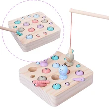 Wooden-Toys Worm Magnetic Puzzle Game Catch Cognitive Early-Childhood 3D Fishing Baby