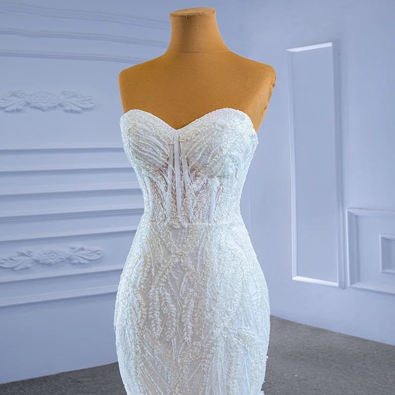 RSM67347 plus size mermaid wedding dress for bride 2021 dubai luxury wedding dress off shoulder party robe de mariage sirène 5