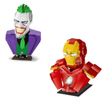 

Iron Man Bust LZ19303 Joker Bust Sy7599 MOC-35640 Model Evil Clown Head Building Blocks Bricks Christmas Toys Gift for Children