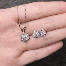 BOEYCJR 925 серебро 1ct F цвет Муассанит VVS хорошее ожерелье со стразами бижутерия и серьги набор украшений для женщин Подарок на годовщину