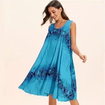 

Women Casual Dress For Womens Summer 2020 Female Sleeveless Plus Size Dresses Female Loose Beach Vestidos 5XL