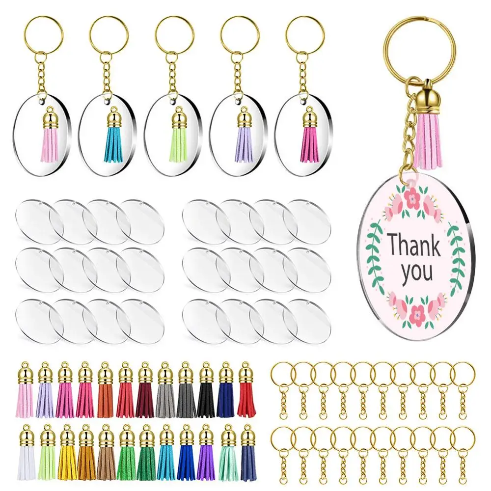 Gold Circle Key Chains Clear Round Acrylic Keychain Blanks and Gold Tassel Pendant Keyring for DIY Projects and Crafts Acrylic Transparent Circle Discs Gold Circle Key Chains Clear Round Acrylic Keychain Blanks and Gold Tassel Pendant Keyring for DIY Projects and Crafts Acrylic Transparent Circle Discs
