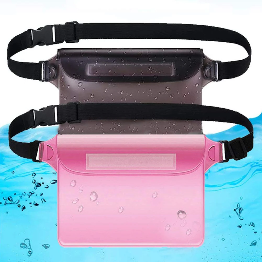 

2 Pcs Buckle Sealer Waterproof Swimming Waist Bag Translucent Adjustable Straps Touch Screen Water Sports Boating Large Capacity