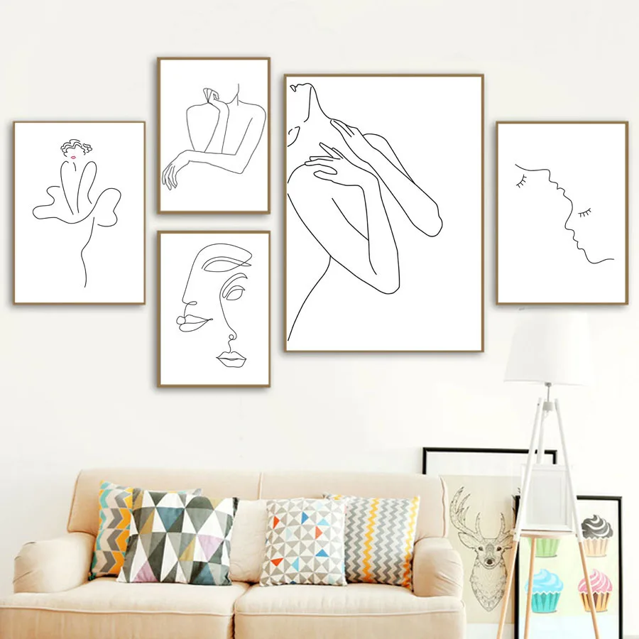 

Sexy Women Body Nordic Poster&Print Line Drawing Modern Canvas Painting Wall Art Mural Modular Picture Girls Bedroom Home Decor