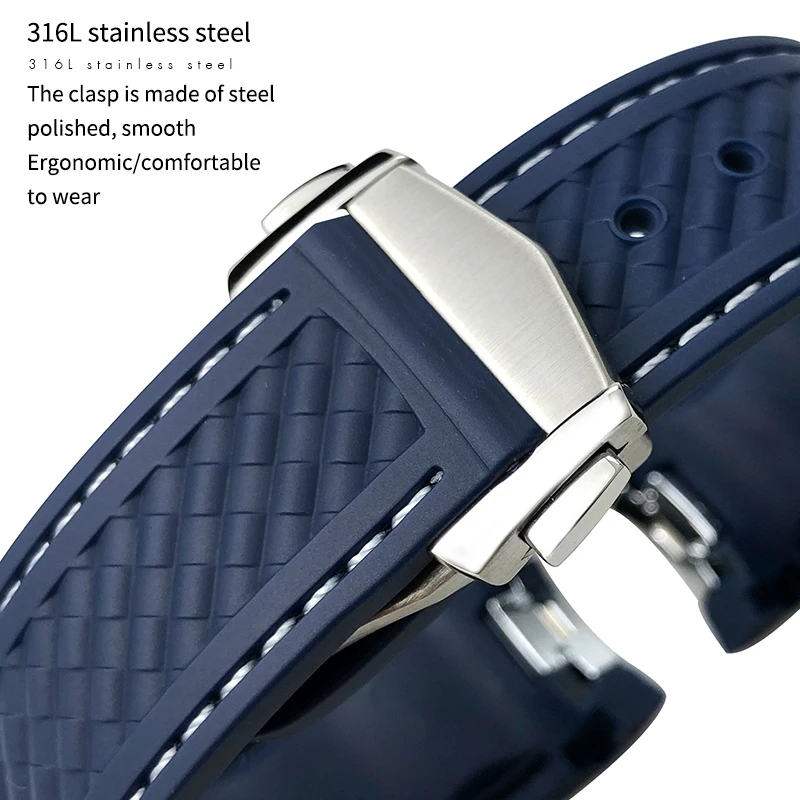 20mm Rubber Silicone Watch Strap Fit For Omega Seamaster 300 AT150 Aqua Terra Ultra Light 8900 Steel Buckle Watchband Bracelets 2