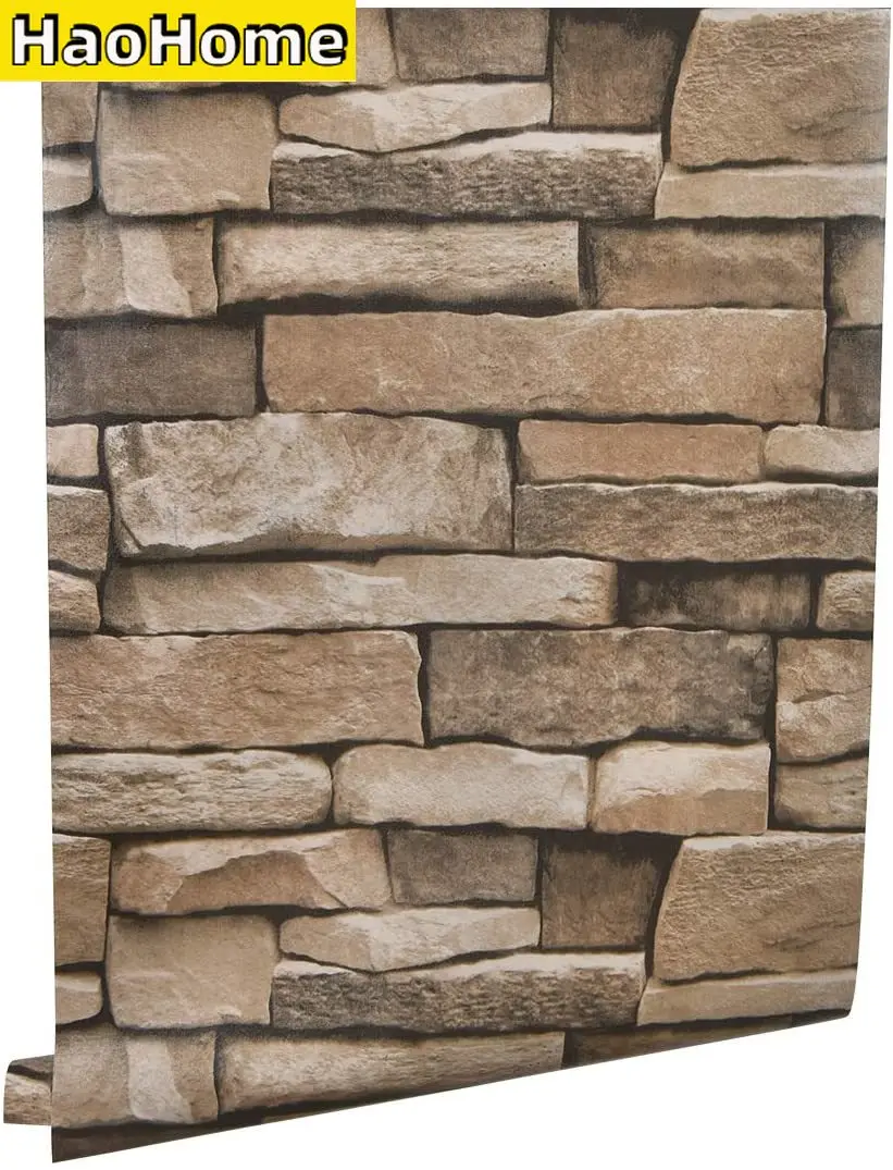 Stone Peel and Stick Contact Paper Faux Textured Stone Look Wallpaper Self Adhesive Removable Wall Covering for Livingroom peel and stick wallpaper wallcoverings solid colour contact paper for furniture cabinets self adhesive covering vinyl rolls