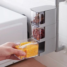 ABS+ труба из нержавеющей стали, многоэтажные банки для приправ, стойка для специй, удобное креативное вращающееся настенное крепление для хранения продуктов