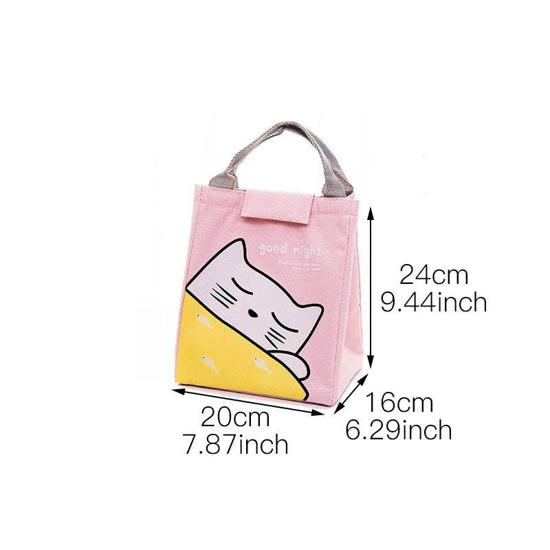 Портативная сумка для обеда, Изолированные сумки, Мультяшные животные, узор, Термосумка, охлаждающая, изоляционная, для хранения еды, для пикника, Bento Organizer