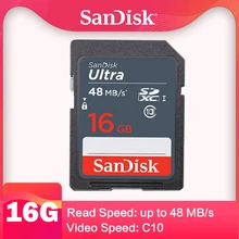 Двойной Флеш-накопитель SanDisk Ultra карты памяти Sd 16 Гб оперативной памяти, 32 Гб встроенной памяти, 64 ГБ SDHC Камера sd 16GB карты памяти sd 32 Гб записки Class 10 UHS-1 48 МБ/с