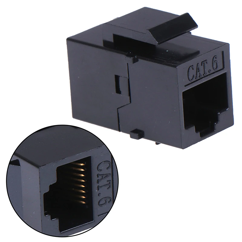 RJ45 Inline Keystone Coupler Black Color PcConnectTM CAT5E
