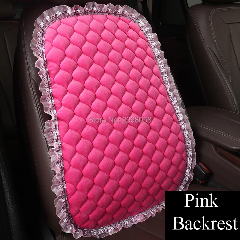 Зимний теплый кружевной чехол для сиденья автомобиля бархатная плюшевая подушка для сиденья Подушка для сиденья авто кресло автомобильное сиденье Спинка Протектор коврик для Леди Девушки Женщины - Название цвета: 1 backrest Pink