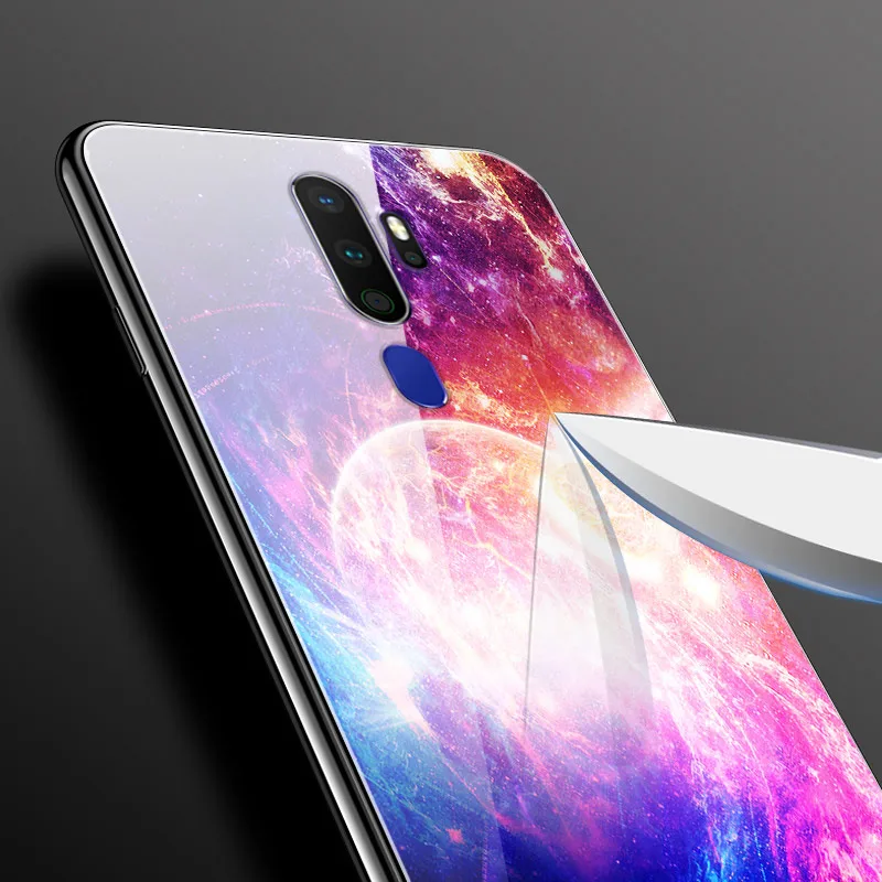 Для OPPO A9 чехол из закаленного стекла планета твердая задняя крышка для OPPO A 9 Coque Мягкий бампер для OPPO A9 корпус телефона