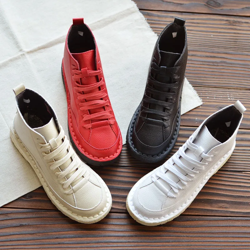 

Literary mori retro short boots flat women's boots 2018 new plus velvet lacing wild comfort and ankle boots Korean cotton shoes