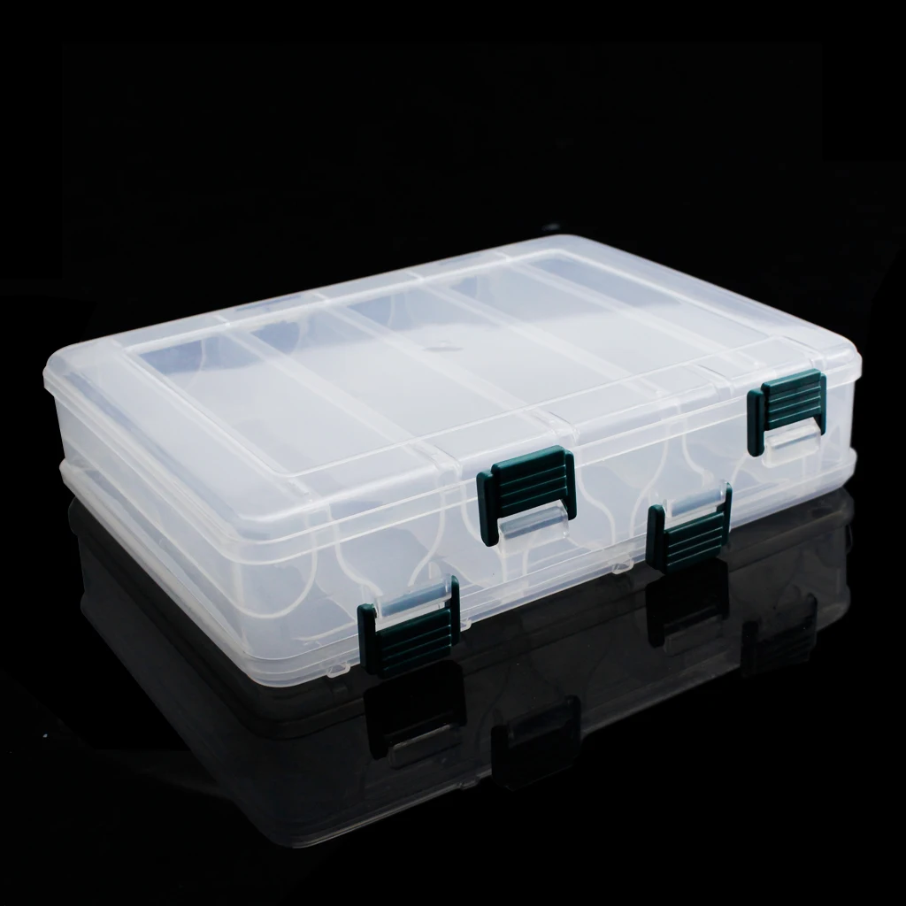 Premium Double Sided Plastic Fishing Tackle Box Transparent Lightweight
