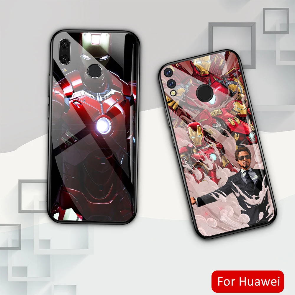 Чехол для huawei Honor 8 Marvel Железный человек Стекло чехол Nova детей 3 4 5 10 20i 8x Max 9i V9 V10 V20