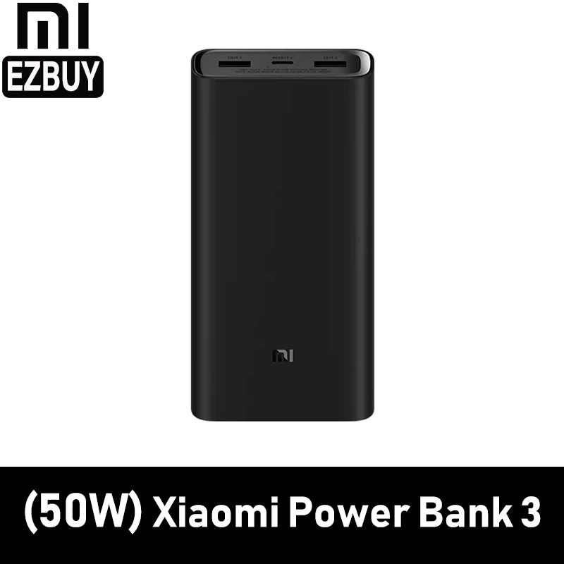 XIAOMI MI power bank 3 20000mAh Flsh Fast charging 50W MAX output for laptop phone USB-C/A UV-shell case |