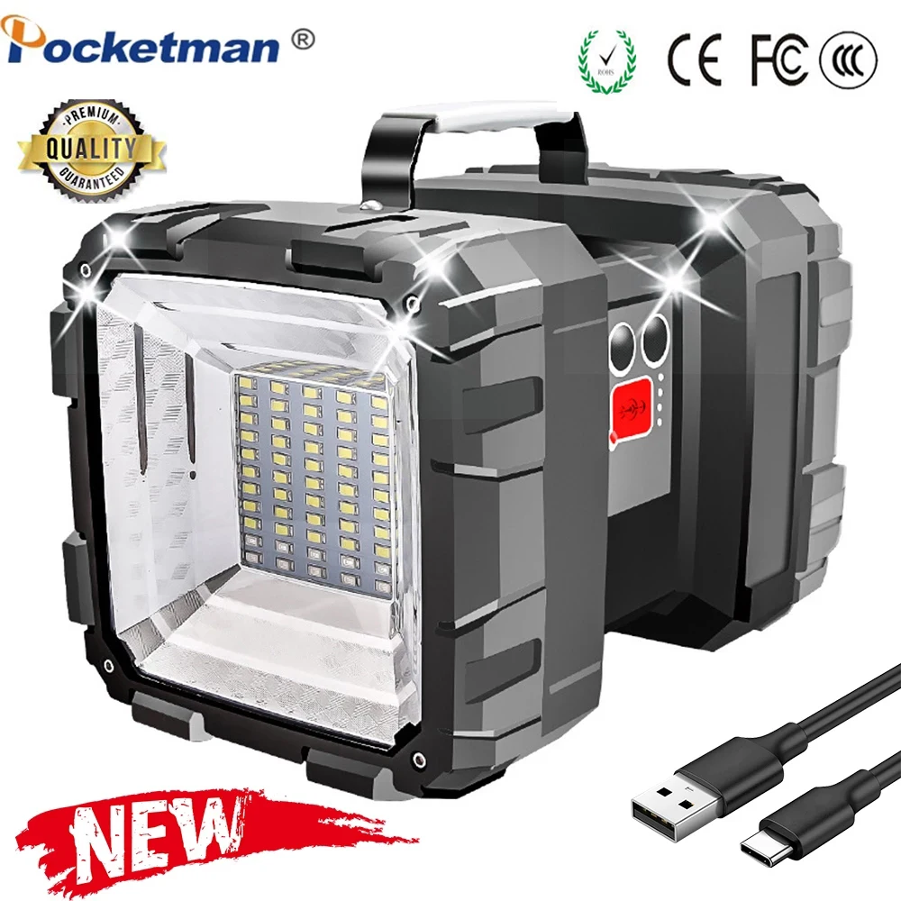 

Most Brightest Double Head P70 Flashlight Taclical Searchlight Built-in Battery Emergency Light Work Light USB Cable Camping