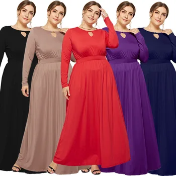

Plus size women's autumn plus size fat ladies new long sleeve sexy dress