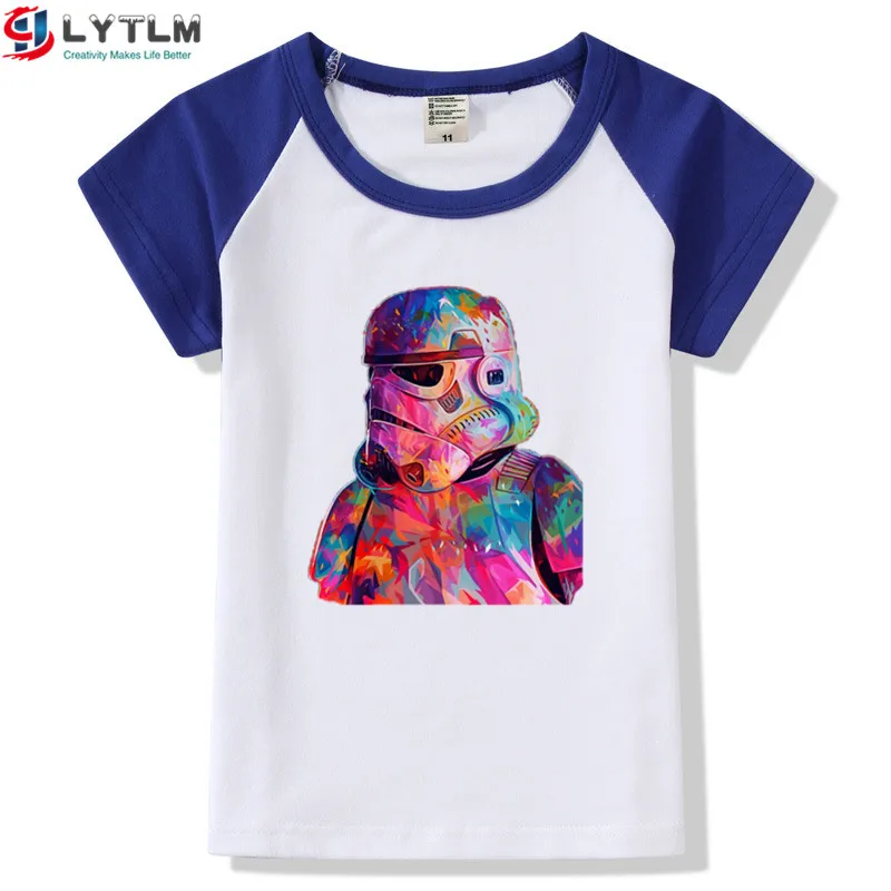 LYTLM/топы для маленьких девочек, детская одежда с Дартом Вейдером, футболки для мальчиков, Детская футболка vetement enfant fille, Звездные войны, Дарт Вейдер, Детская футболка для мальчиков - Цвет: DX Raglan Blue