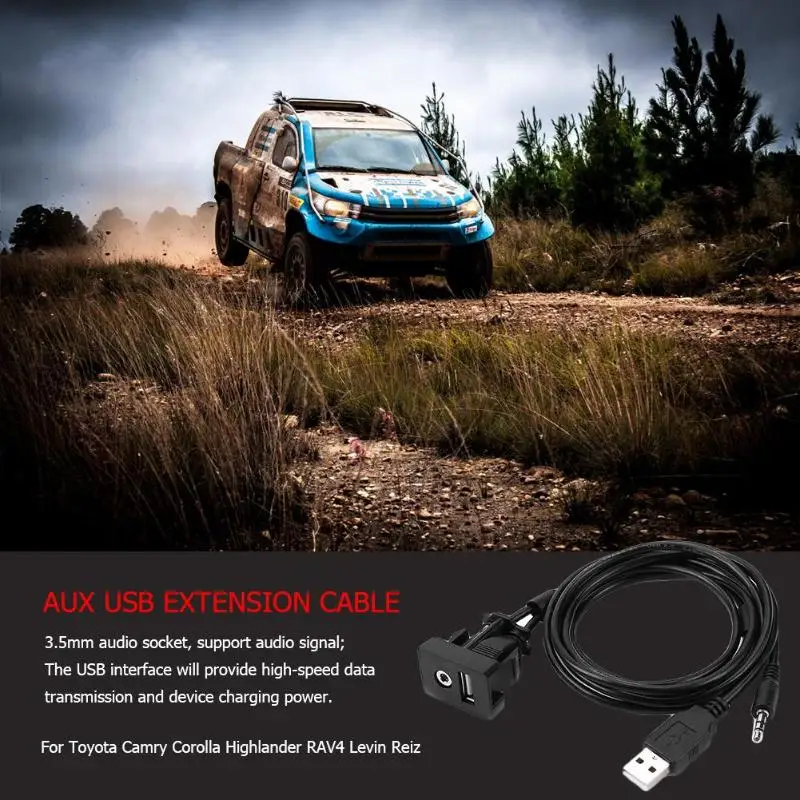 Автомобильная приборная панель 3,5 мм USB кабель-удлинитель отличная технология производства металла Панель AUX вход Разъем для Toyota