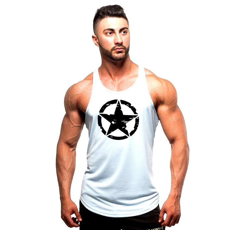 

Solid Cotton Gym Men Stringer Tank Top Bodybuilding Fitness Singlets Muscle Vest Tee Shirts 2020 New Men's Sport Tops M-2XL