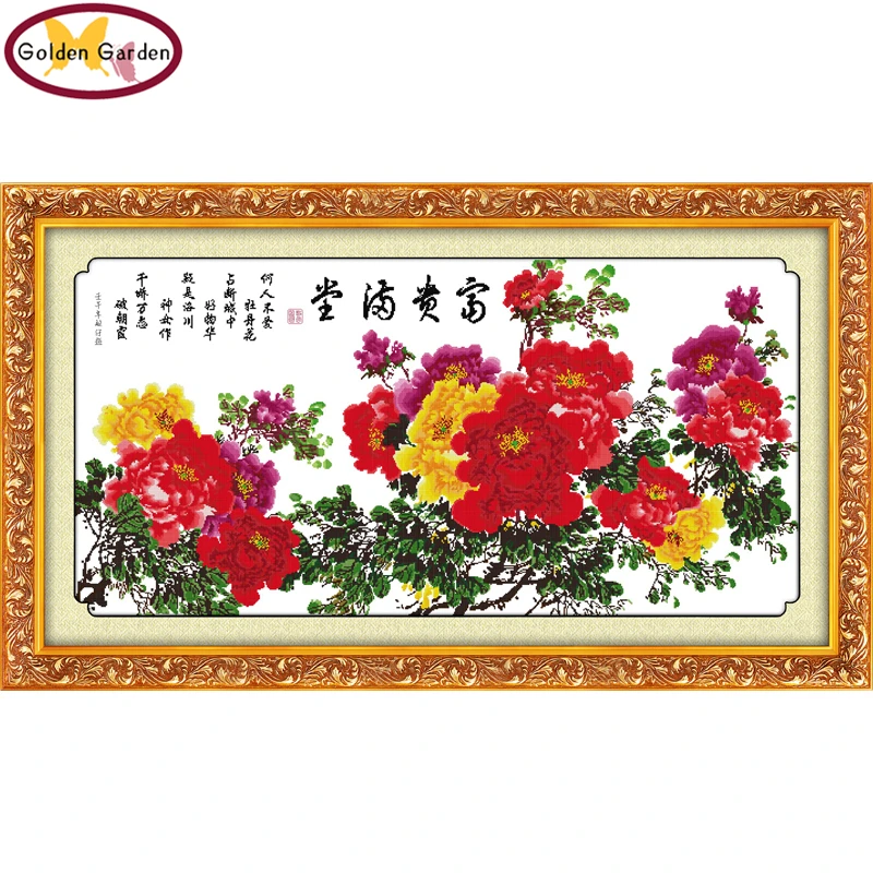 

GG Treasures, наполняющий дом, китайский пион, 11CT14CT, набор крестиков для вышивки, Настенный декор, рукоделие, вышивка крестиком