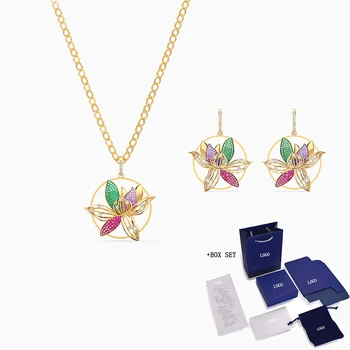 

2020 Fashion SWA New TOGETHERNESS Set Exquisite Magnolia Flower Golden Round Petal Set Feminine Trend Luxury Jewelry Gift