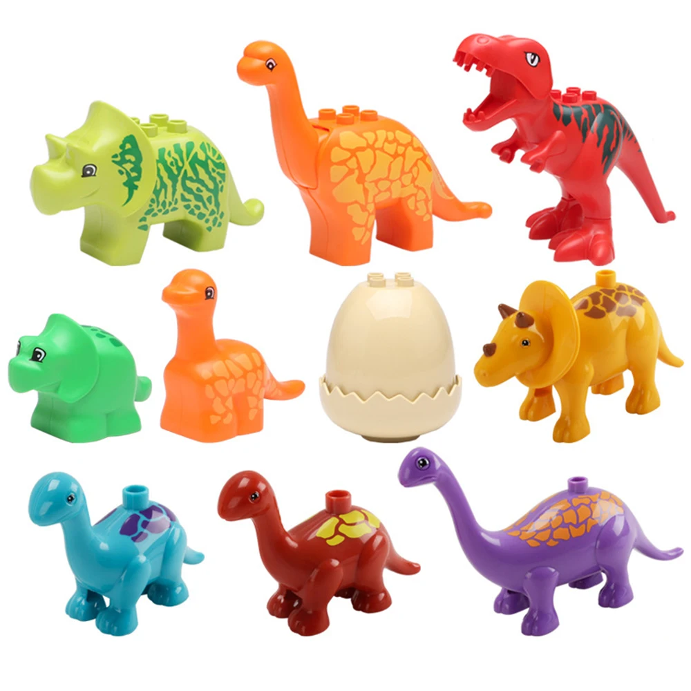 big particles building blocks jurassic dinosaur accessories compatible with Duplos Bricks egg Baby enlighten Durable toys 2