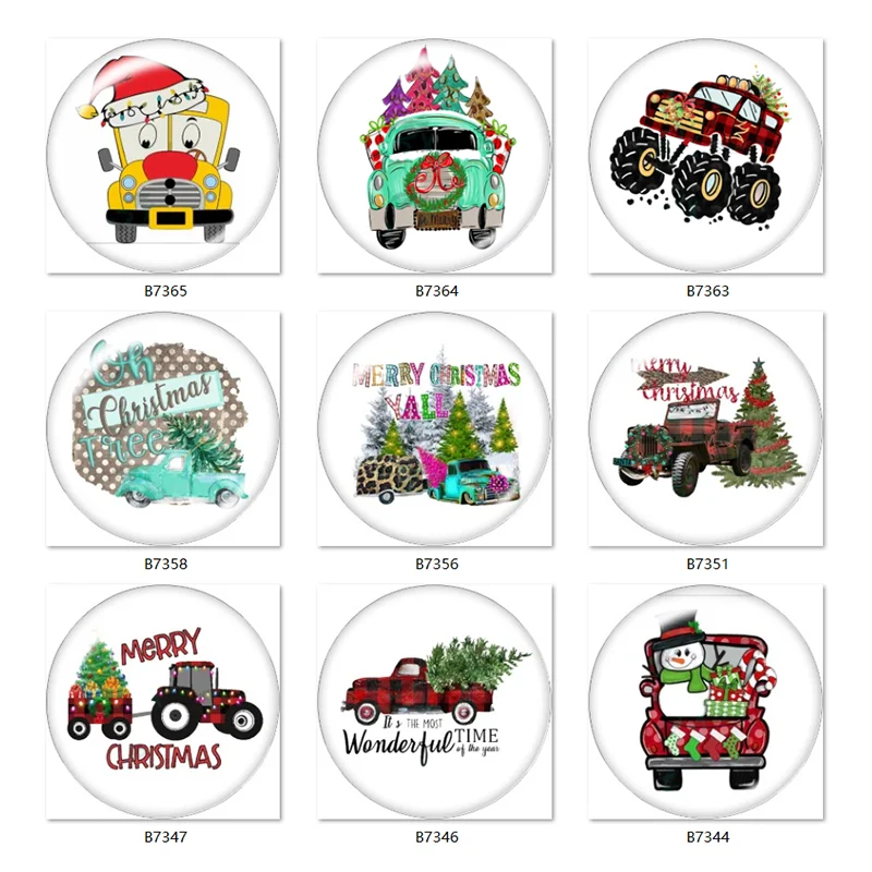

Merry Christmas car tree 10pcs mixed 12mm/18mm/20mm/25mm Round photo glass cabochon demo flat back Making findings TL498