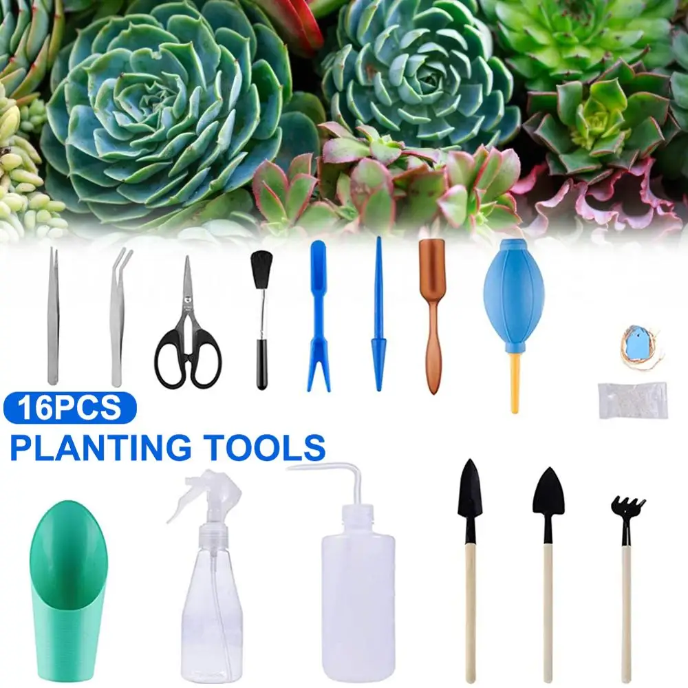 

16pcs Succulent Transplanting Tools Combination of Flower Packaging Mini Gardening Supplies Potted Meat Tools Garden Tools
