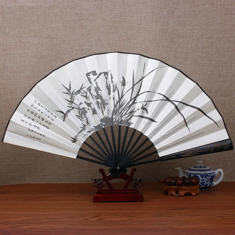 

One Product Lan In National Customs Man Folding Fan Classical Technology Fold Sensu Carving Silk Will Silk Fan Wind