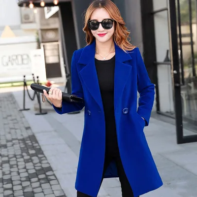 

2019 Autumn And Winter New Style Korean-style Fashion Slimming Plus-sized Overcoat Mid-length Suit Wool Woolen Jacket Women's