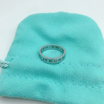 

Original 100% S925 Sterling Silver Ring Trendy Roman Numeral Ring For Women Logo Fine High-End Jewelry Free Shipping