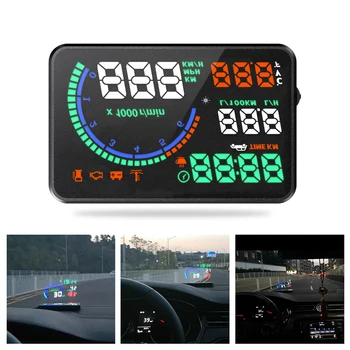 

Car Heads-Up Display Color I9 5.5 Inch Hu Led Windshield Projector Obd2 Scanner Speed Warning Fuel Consumption Data